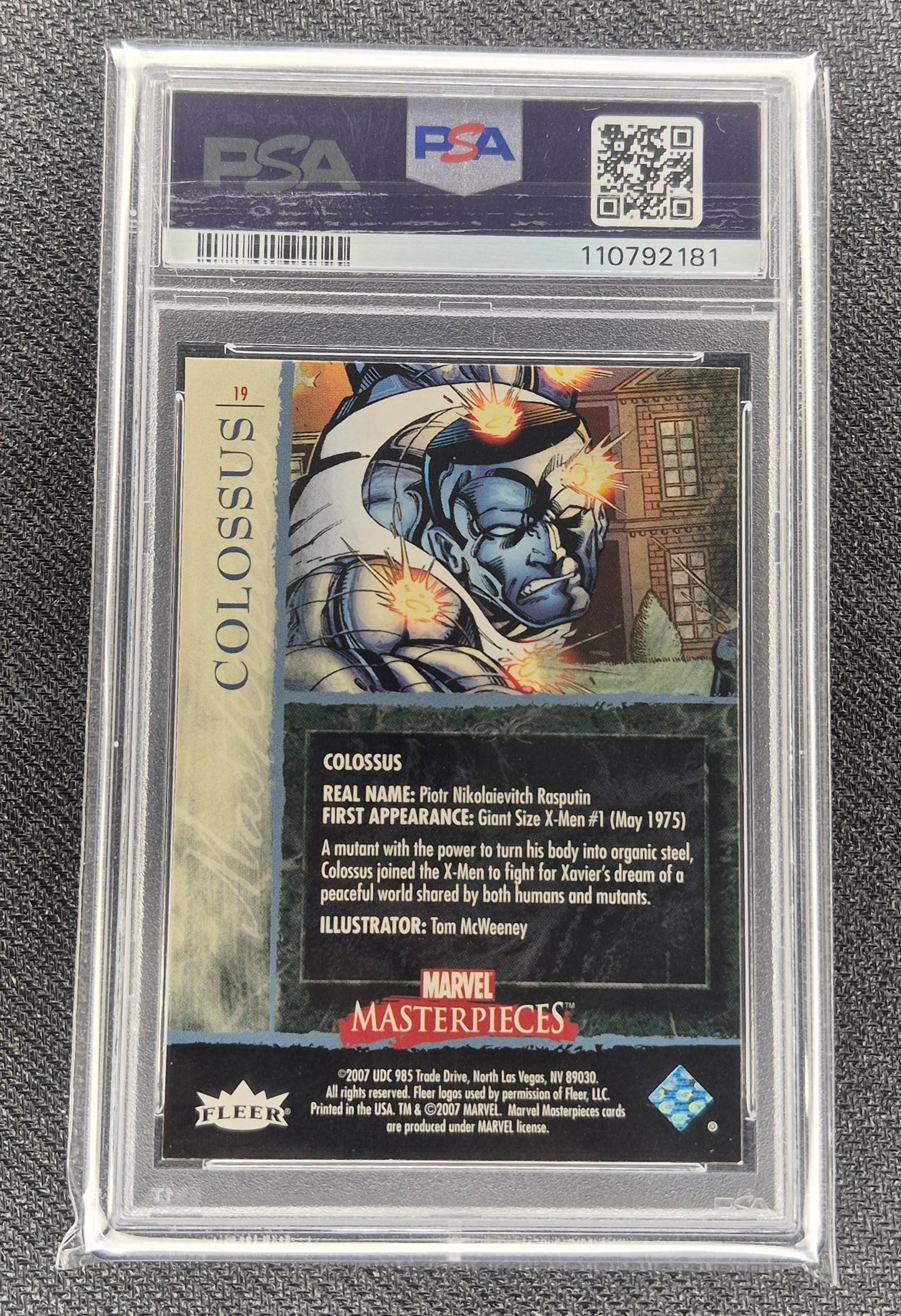 2007 Marvel Masterpieces #19 Colossus  Foil PSA 8  NR-MT