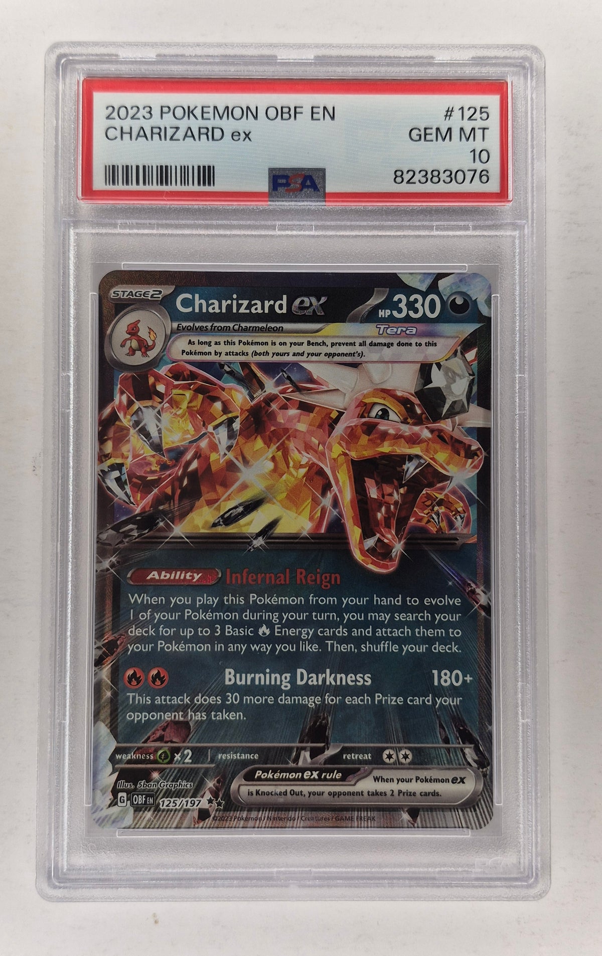 2023 Pokémon Obsidian Flames 125/197 Charizard EX PSA 10