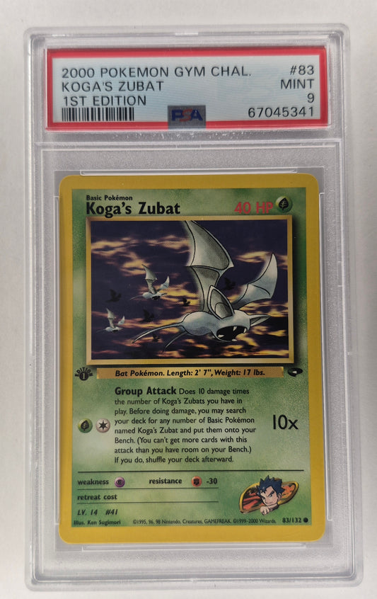 2000 Pokémon Gym Challenge 83/132 Koga's Zubat 1st Edition PSA 9 Mint