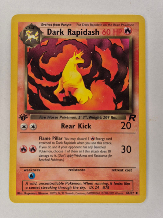 Pokemon WOTC Dark Rapidash 44/82 Uncommon 1st Edition LP