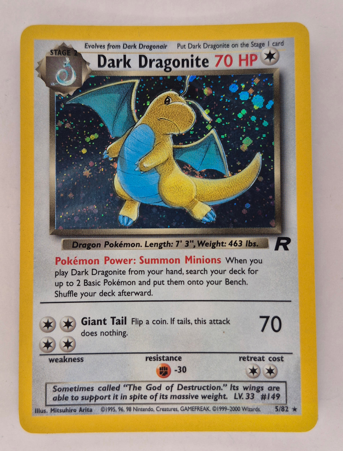 2000 Pokémon Team Rocket 5/82 Dark Dragonite Holo LP
