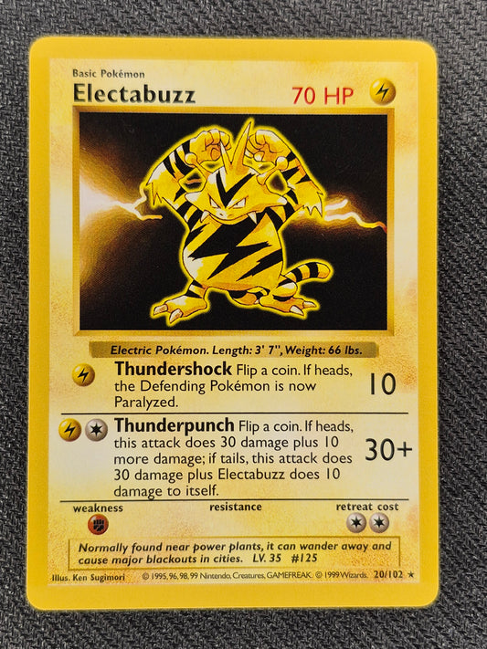 Shadowless  Electabuzz 20/102 Base Set  Vintage Pokemon Card - LP