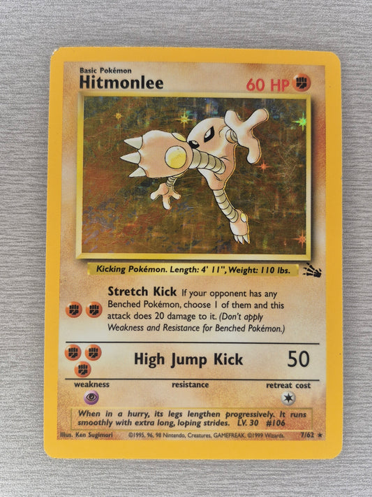 1999 Pokémon Fossil 7/62 Hitmonlee Holo MP