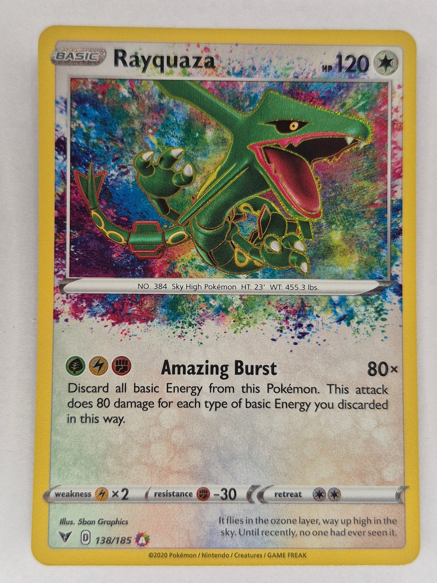 Pokémon Rayquaza 138/185 Swsh04: Vivid Voltage Amazing Rare Holo NM