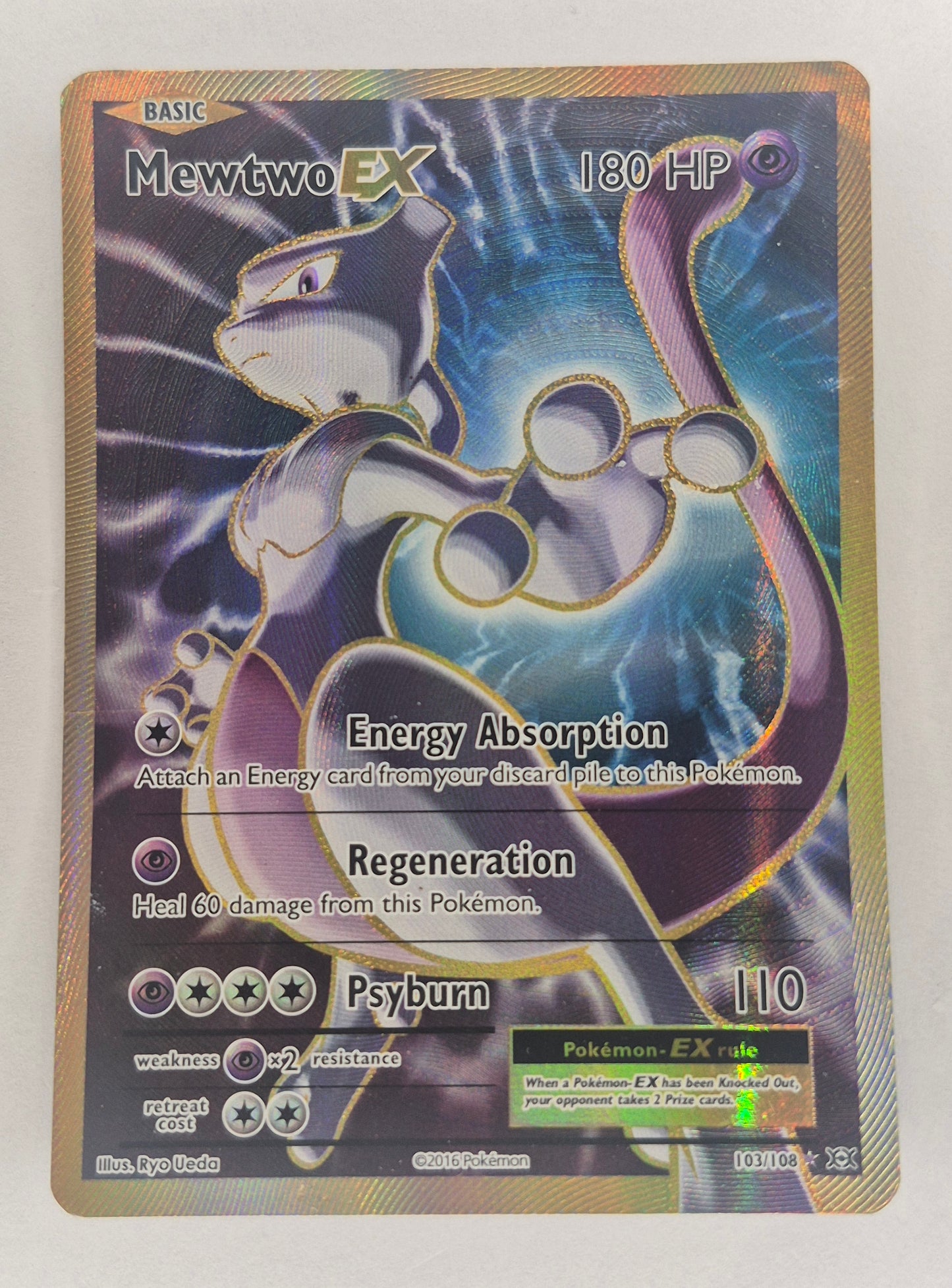 Pokemon Card Mewtwo EX 103/108 Full Art Evolutions MP/DMG