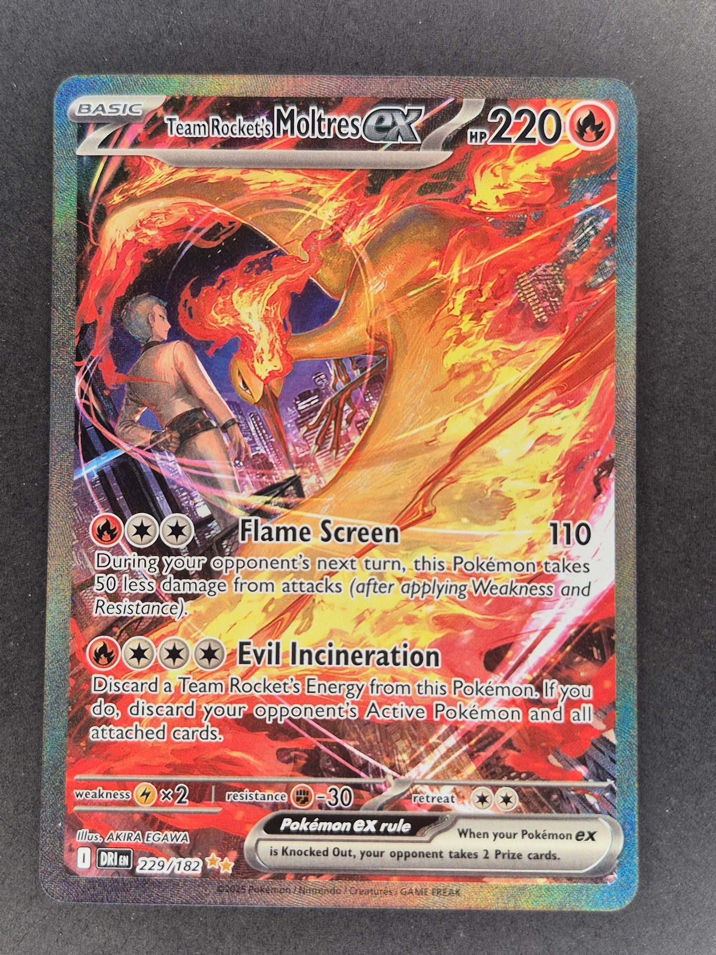 Team Rocket's Moltres ex 229/182 SIR Destined Rivals Pokemon English NM