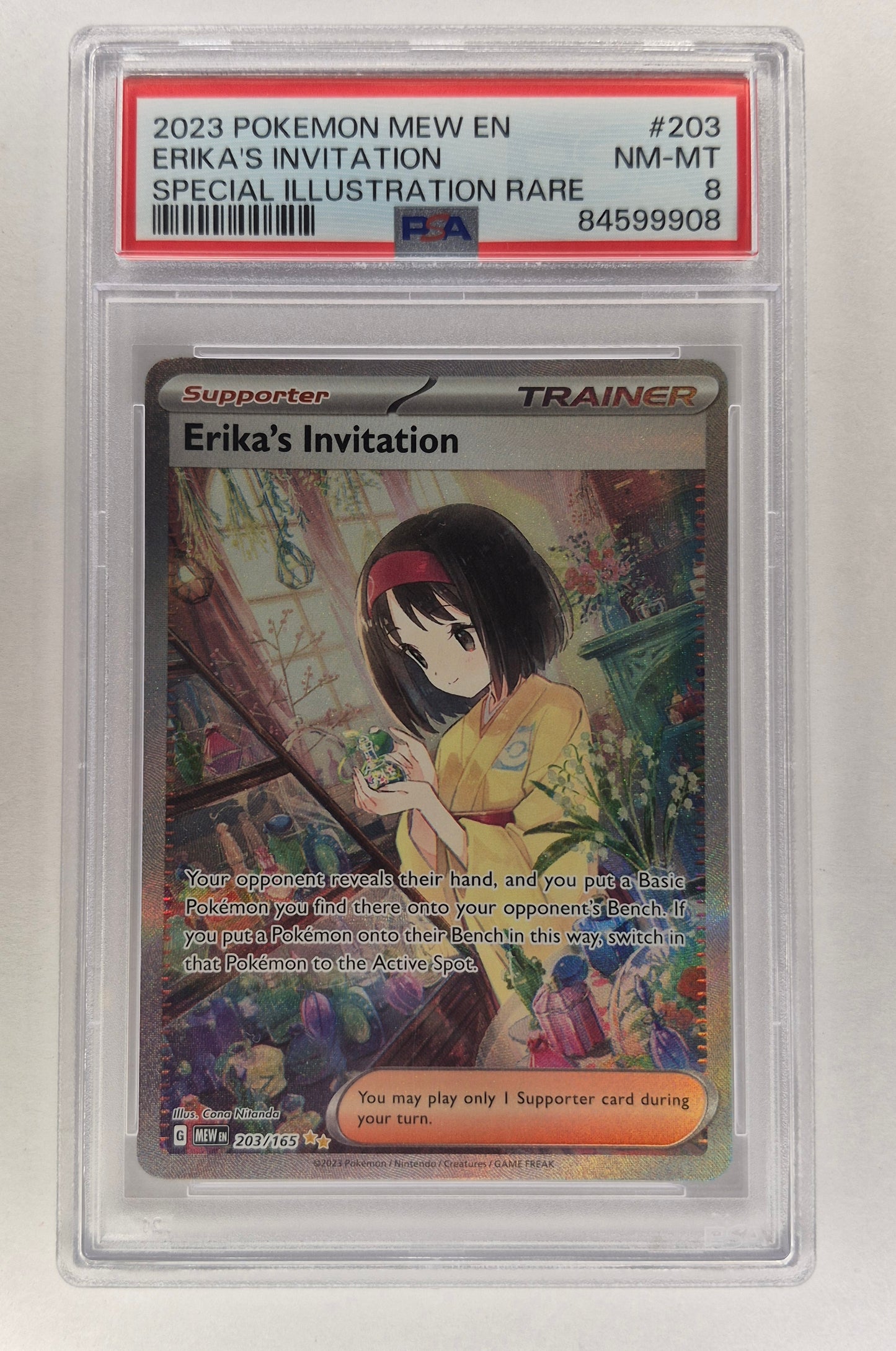 ERIKA’S INVITATION 203/165 PSA 8 SPECIAL ILLUSTRATION RARE POKEMON 151 ENGLISH