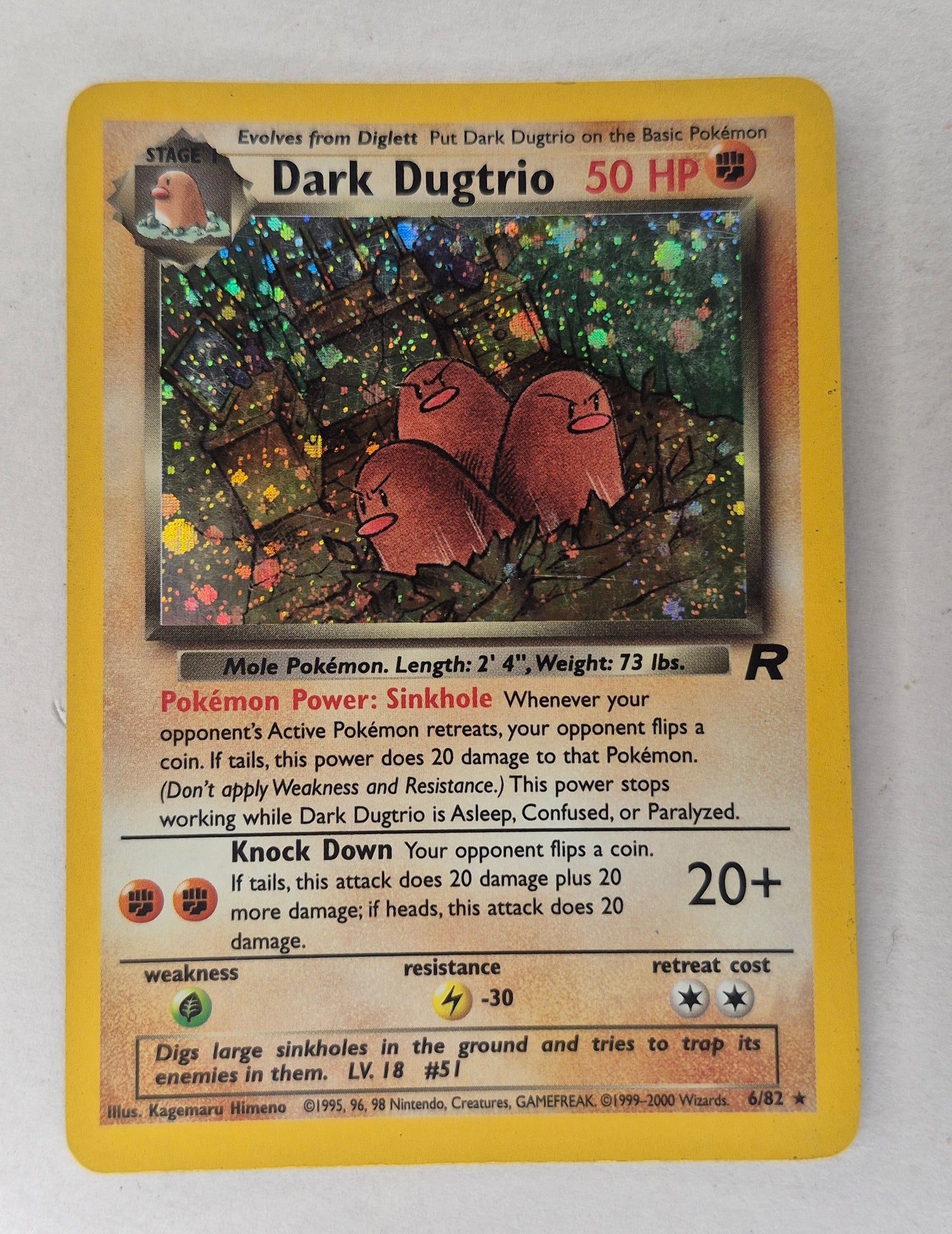 Dark Dugtrio 6/82 Holo 2000 Pokemon Team Rocket LP