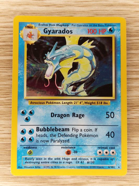 Pokemon 1999 Gyarados Base Set Holo Rare 6/102 LP