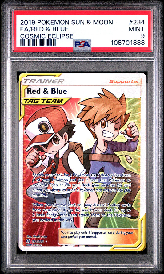 2019 Pokémon Sun & Moon 234/236 Red & Blue Full Art PSA 9