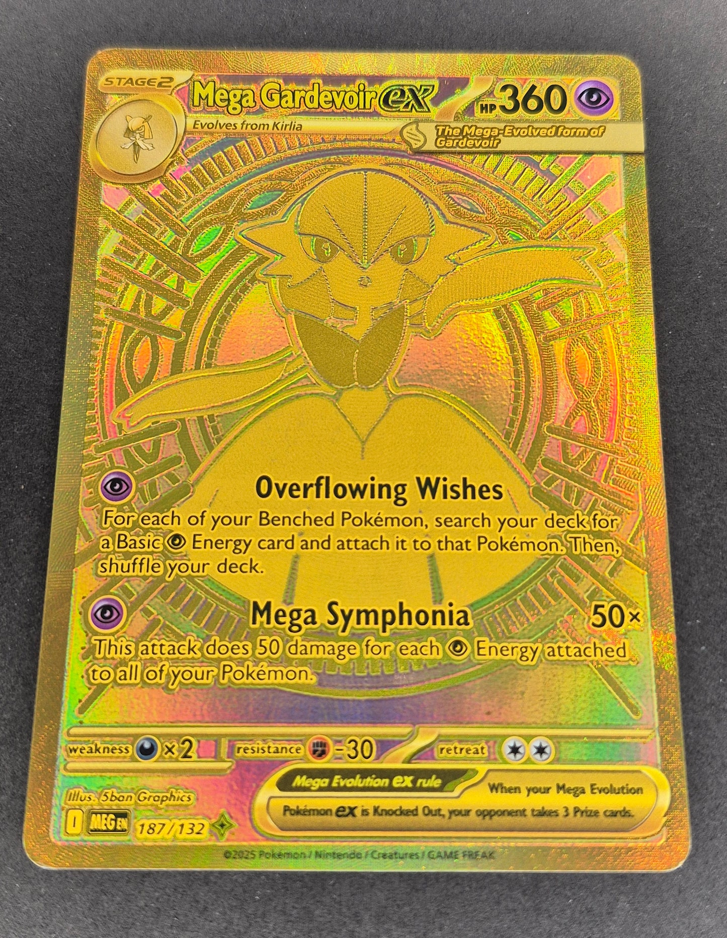 Mega Gardevoir Ex Gold 187/132 Secret Rare Pokemon Mega Evolution
