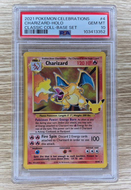 PSA 10 Charizard 4/102 - 2021 Celebrations Classic Collection Graded Pokemon