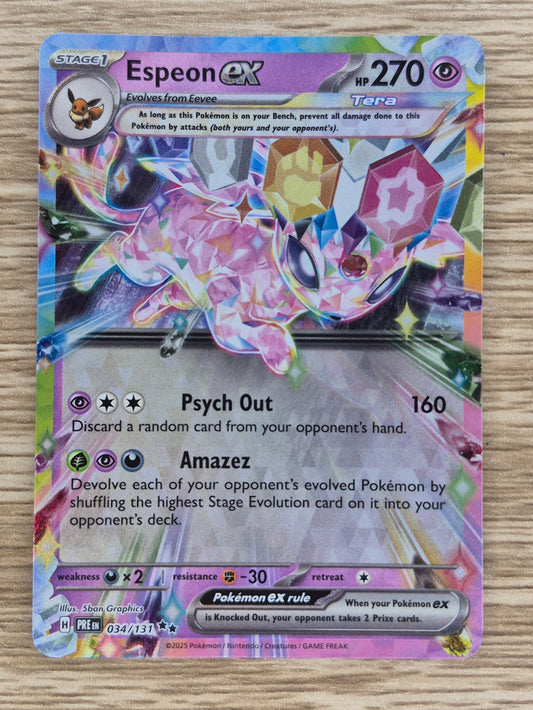 Espeon Ex 034/131 Prismatic Evolutions Ultra Rare Pokemon TCG Card