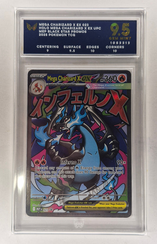 2025 Pokémon Mega Charizard UPC Mega Charizard ex Black Star Promo 023 ARK 9.5 Gem Mint