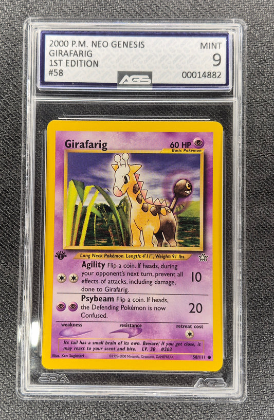 2000 Pokémon Neo Genesis Girafarig 1st Edition Mint 9 AGS