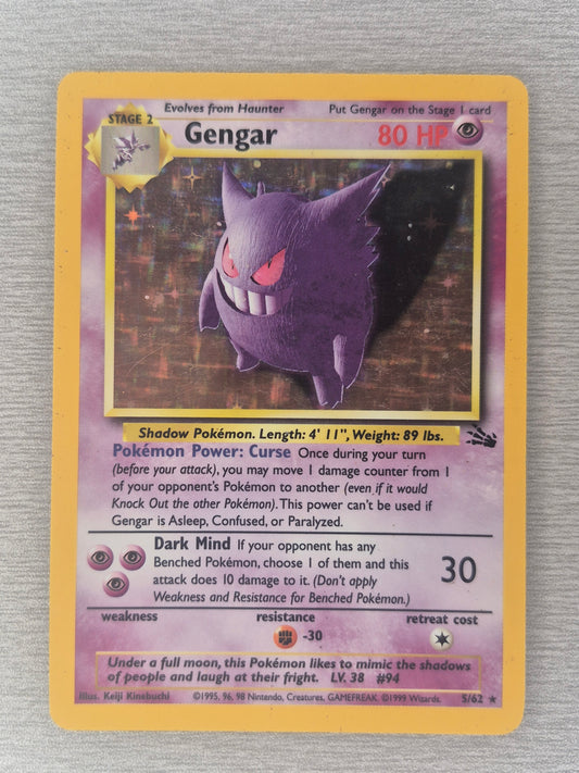 Pokemon 1999 Gengar Holo Rare Fossil 5/62 MP