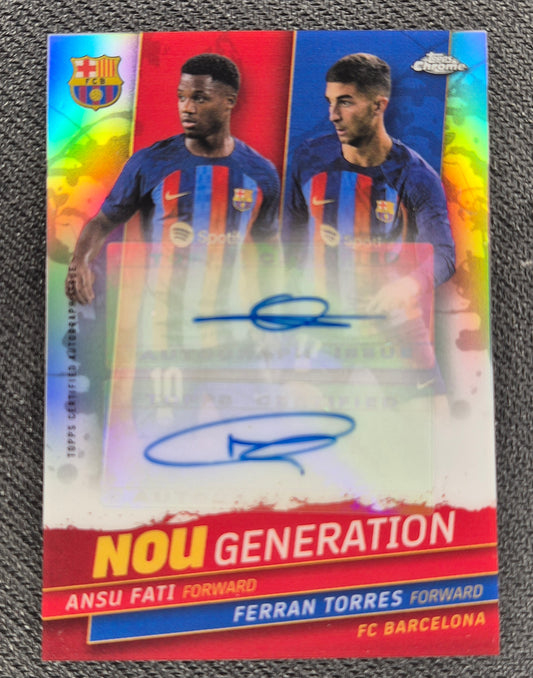 2022 Topps Chrome FC Barcelona Team Set Dual Auto Ansu Fati & Ferran Torres /150