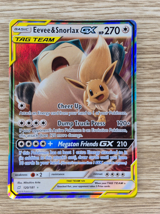 Eevee & Snorlax GX 120/181 Tag Team Team Up Sun & Moon Pokemon TCG NM English
