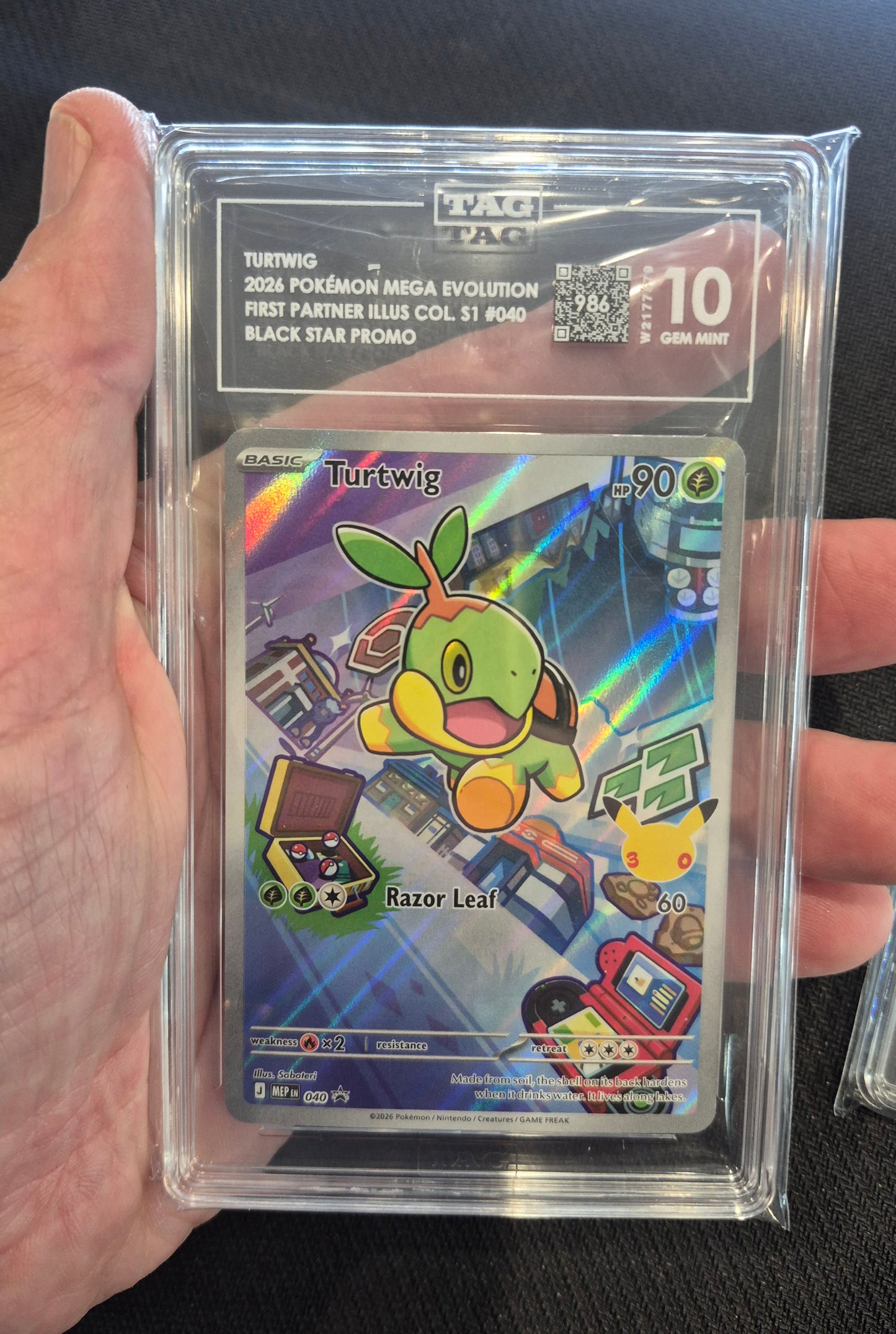 Pokemon 1st Partner Illustration Set TAG 10,9,10 Turtwig,Chimchar,Piplup 040,041,042 Mint