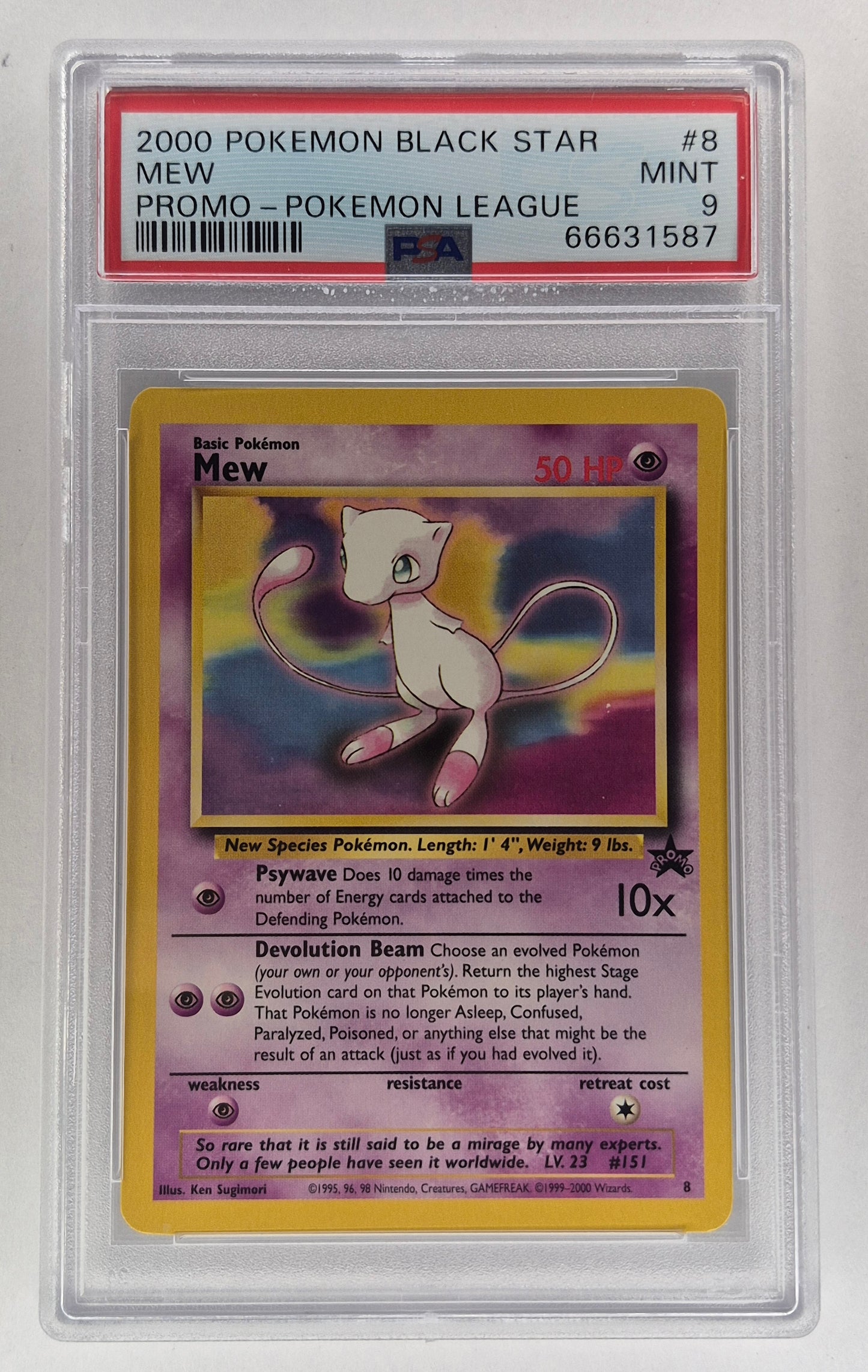 2000 Pokémon Black Star Promo #8 Mew Pokémon League PSA 9