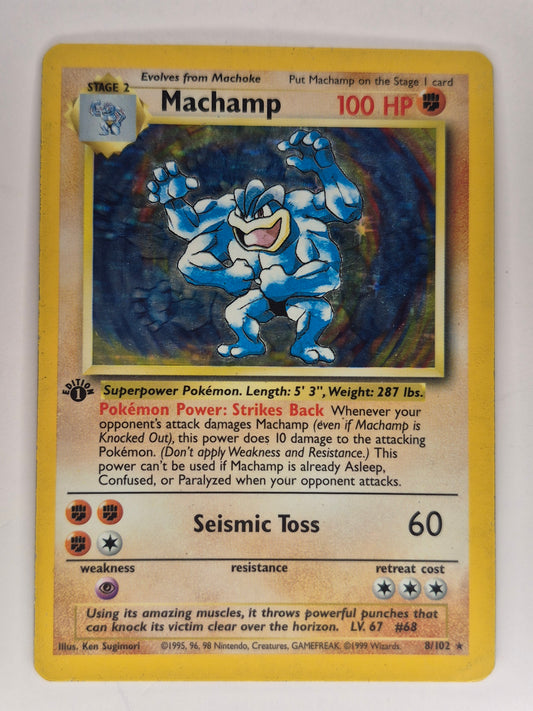 Pokémon TCG Machamp Base Set 8/102 Holo 1st Edition Holo Rare LP/MP