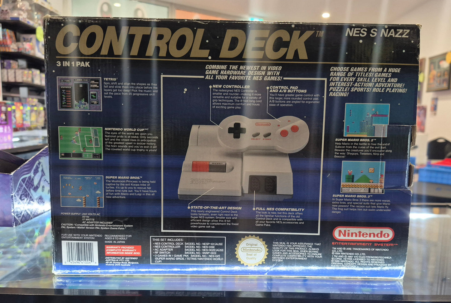 Nintendo NES Control Deck Top Loader PAL AUS Complete in Box with 2 controllers & game(no insert)