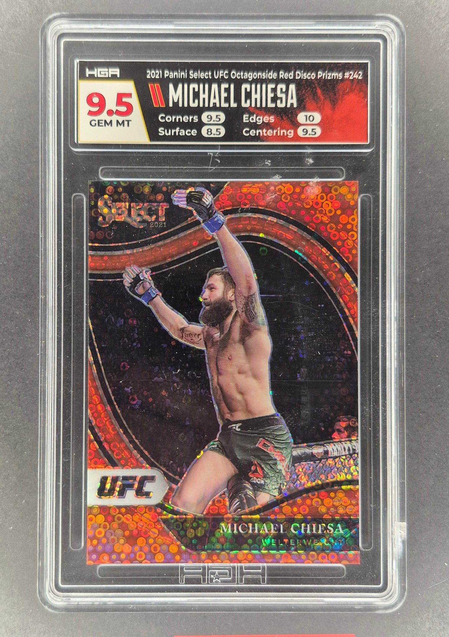 2021 Select UFC Octagonside Michael Chiesa Red Disco #242 074/199 HGA 9.5