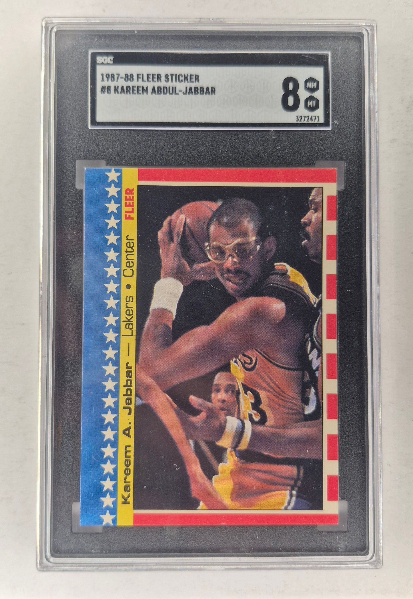 1987 FLEER Sticker #8 Kareem Abdul-Jabbah Sticker SGC 8 NM-MT