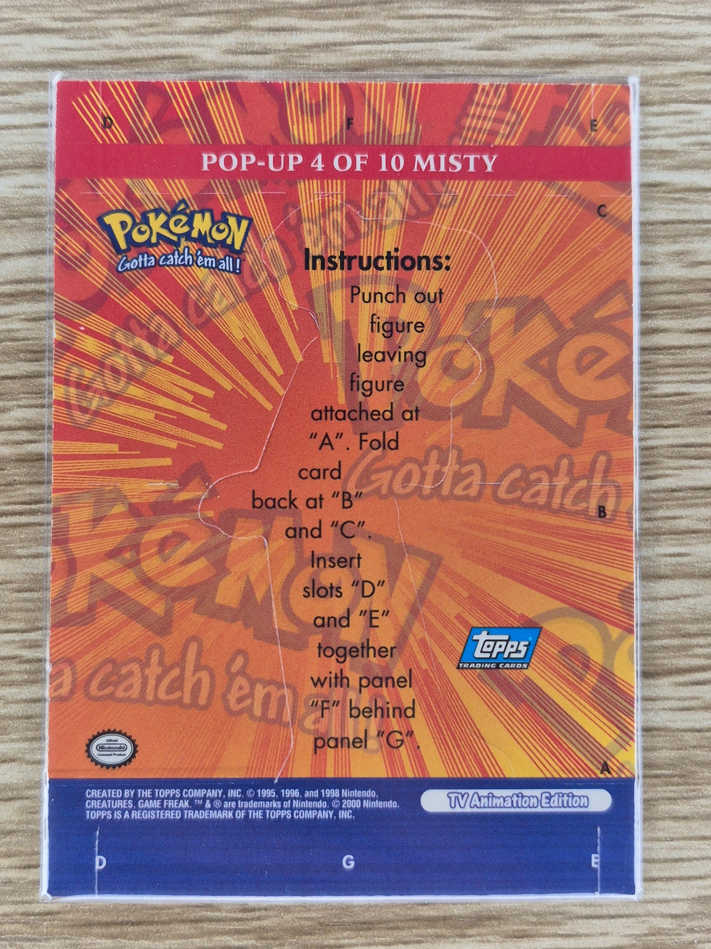 Mint 2000 Topps Pokemon TV Animation Edition Pop-Up Misty #4 Pop Rare Card