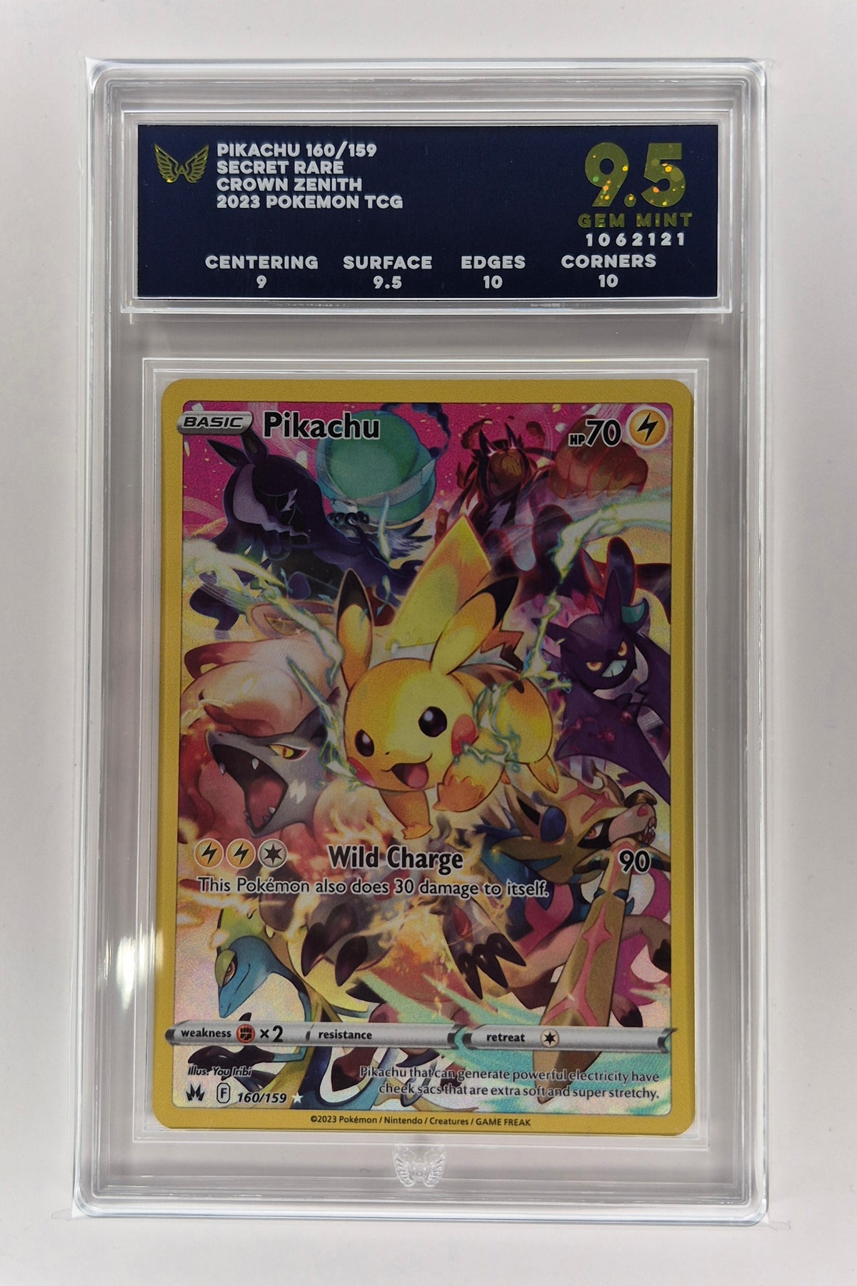 2023 Pokémon Crown Zenith 160/159 Pikachu Secret Rare ARK 9.5 Gem Mint PSA