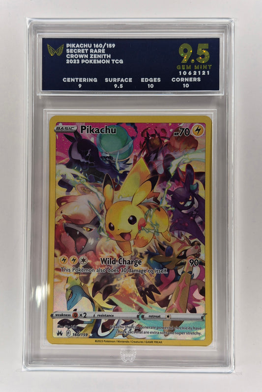 2023 Pokémon Crown Zenith 160/159 Pikachu Secret Rare ARK 9.5 Gem Mint PSA
