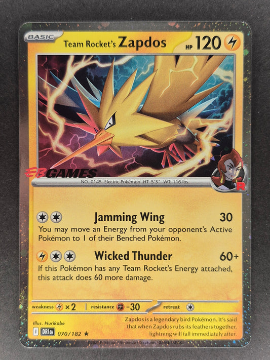 TEAM ROCKET'S ZAPDOS DESTINED RIVAL EB GAMES EXCLUSIVE PROMO 070/182