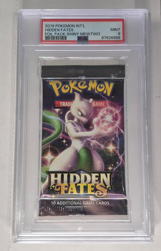 2019 Pokémon Hidden Fates Mewtwo Booster Pack PSA 9 Mint
