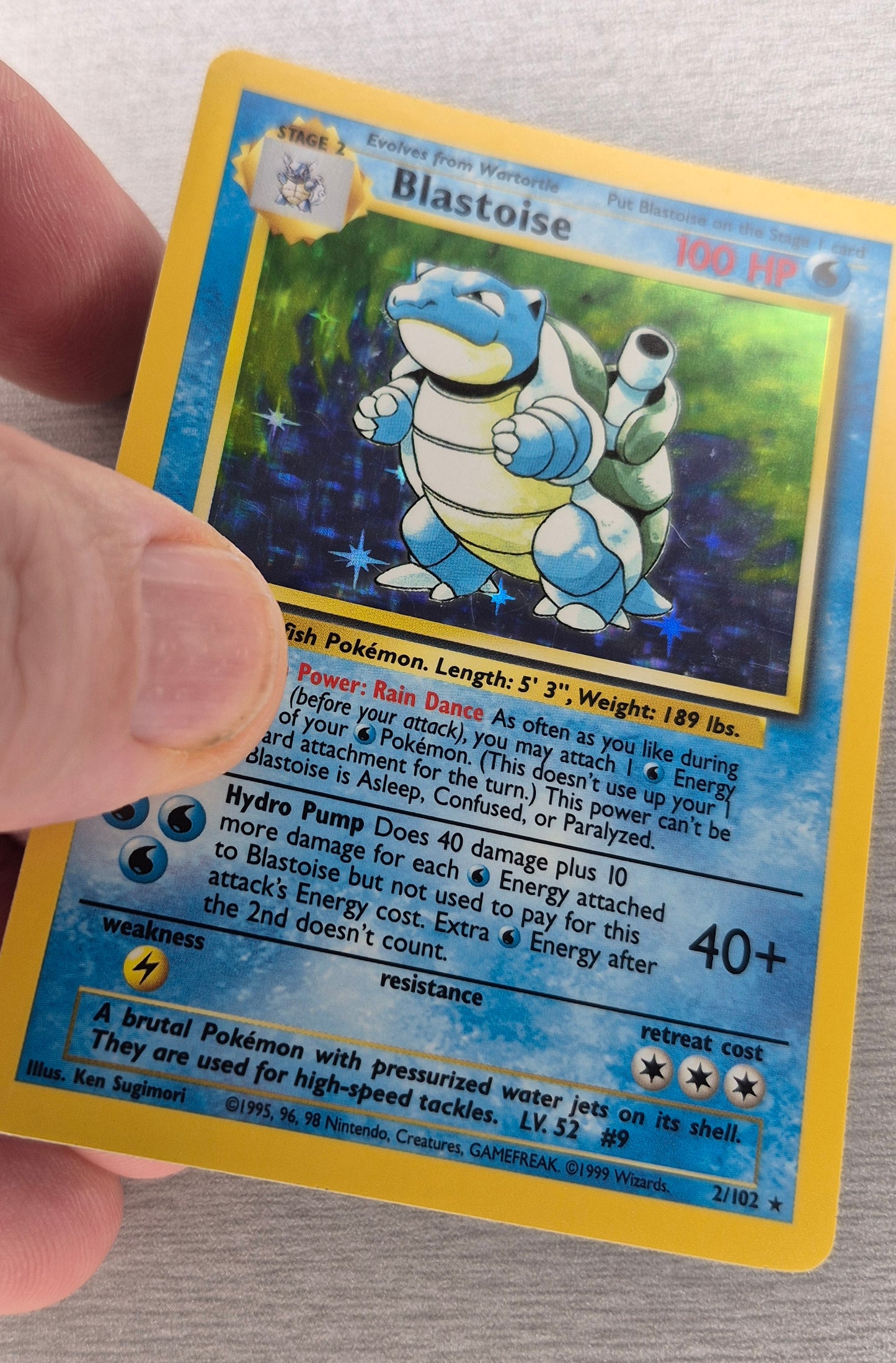Blastoise Base Set 2/102 Holo Rare 1999 WOTC Pokemon Card LP 1