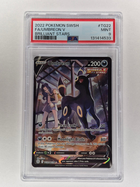 2022 Pokemon SWSH Brilliant Stars TG22/TG30 Full Art Umbreon V PSA 9
