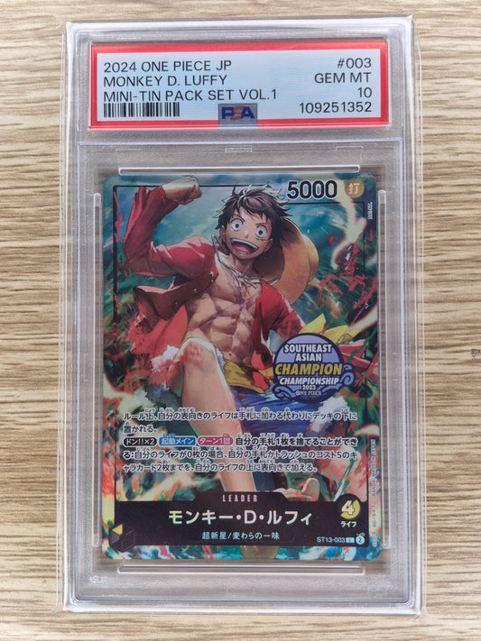 2nd Anniversary Luffy ST13-003 Promo Leader One Piece South East Champion 2023 PSA 10
