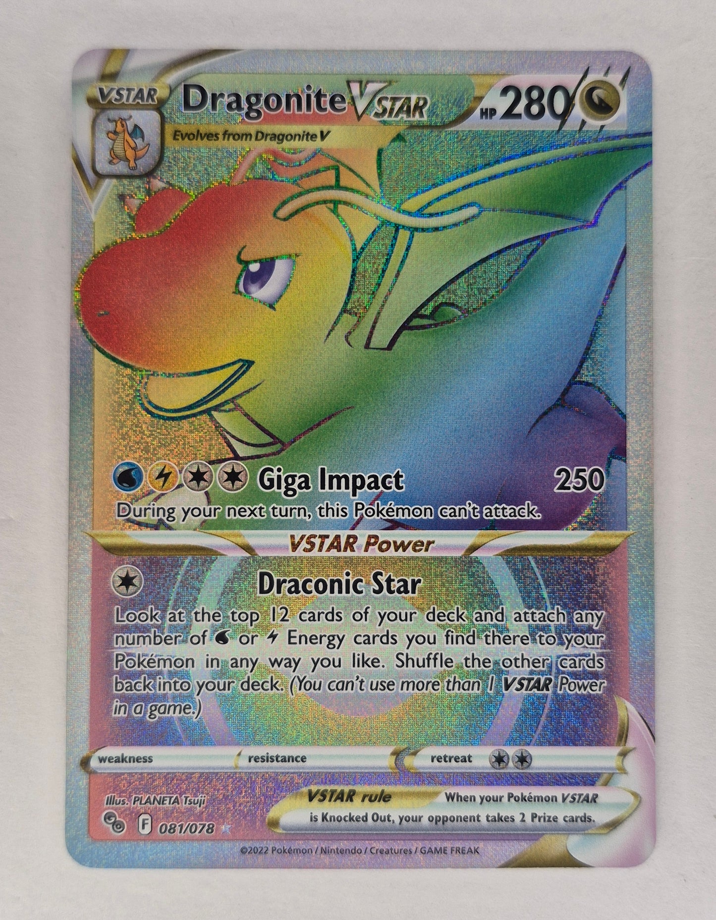 Dragonite VSTAR (Secret) 081/078 Pokemon GO - Pokemon Card - NM