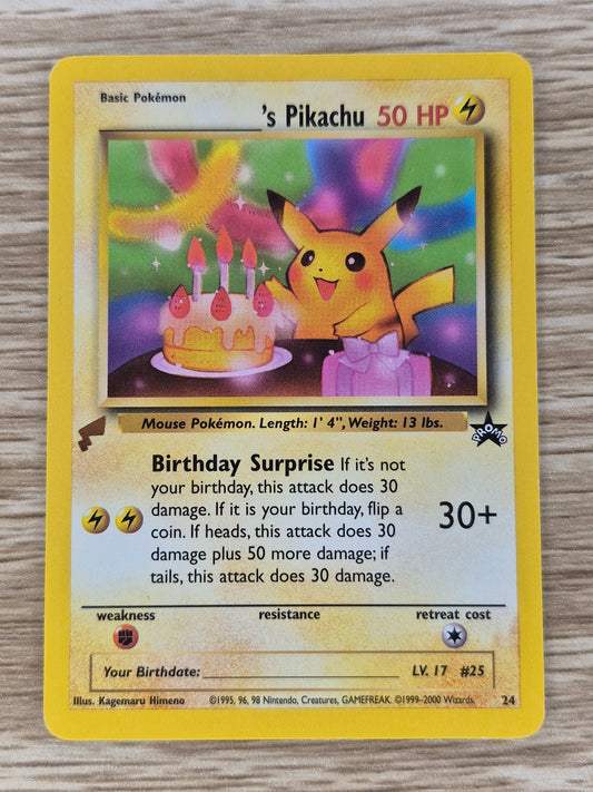 2000 Pokémon TCG Pikachu (Birthday Pikachu) Wizards Black Star Gold Tail Stamp