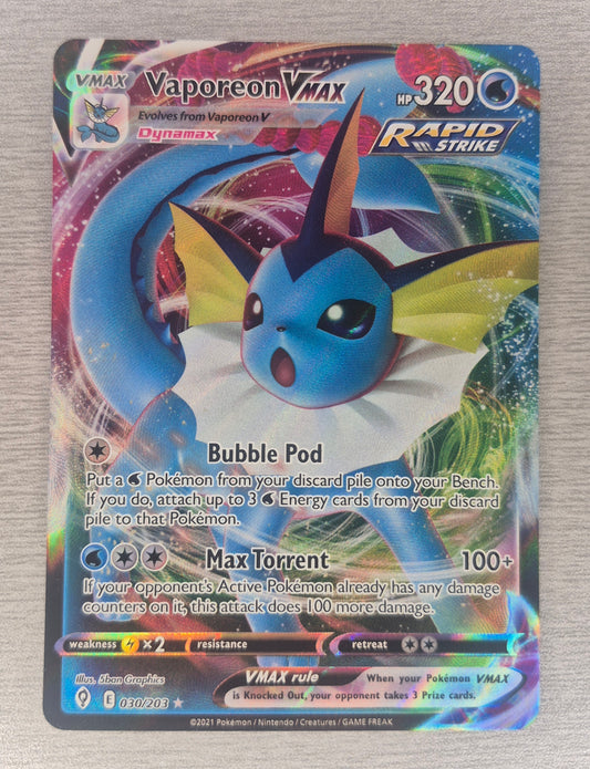 Pokémon TCG Vaporeon Vmax Evolving Skies 030/203 Holo Ultra Rare NM
