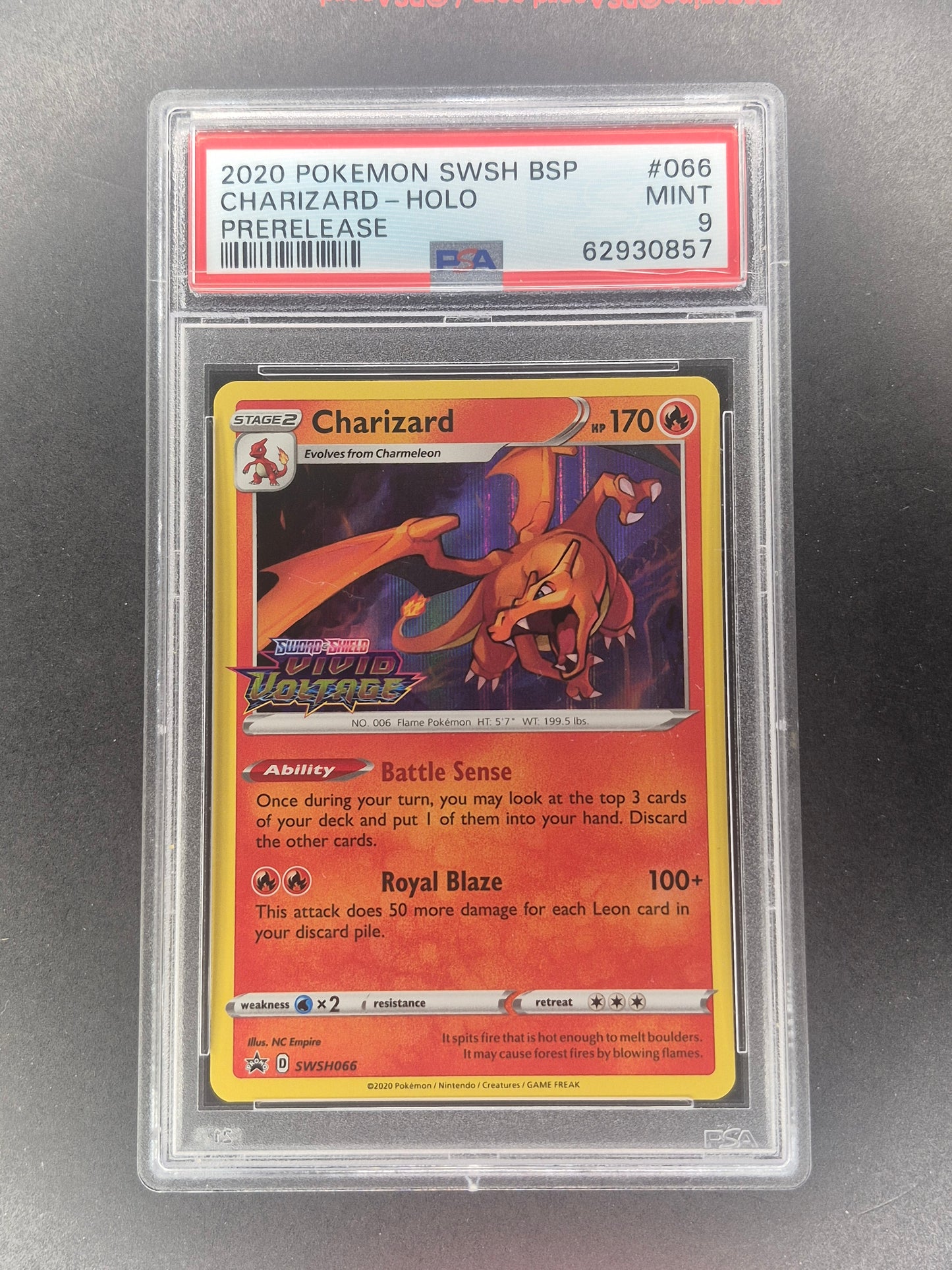 Charizard SWSH066 Pre Release Vivid Voltage PSA 9 Pokemon