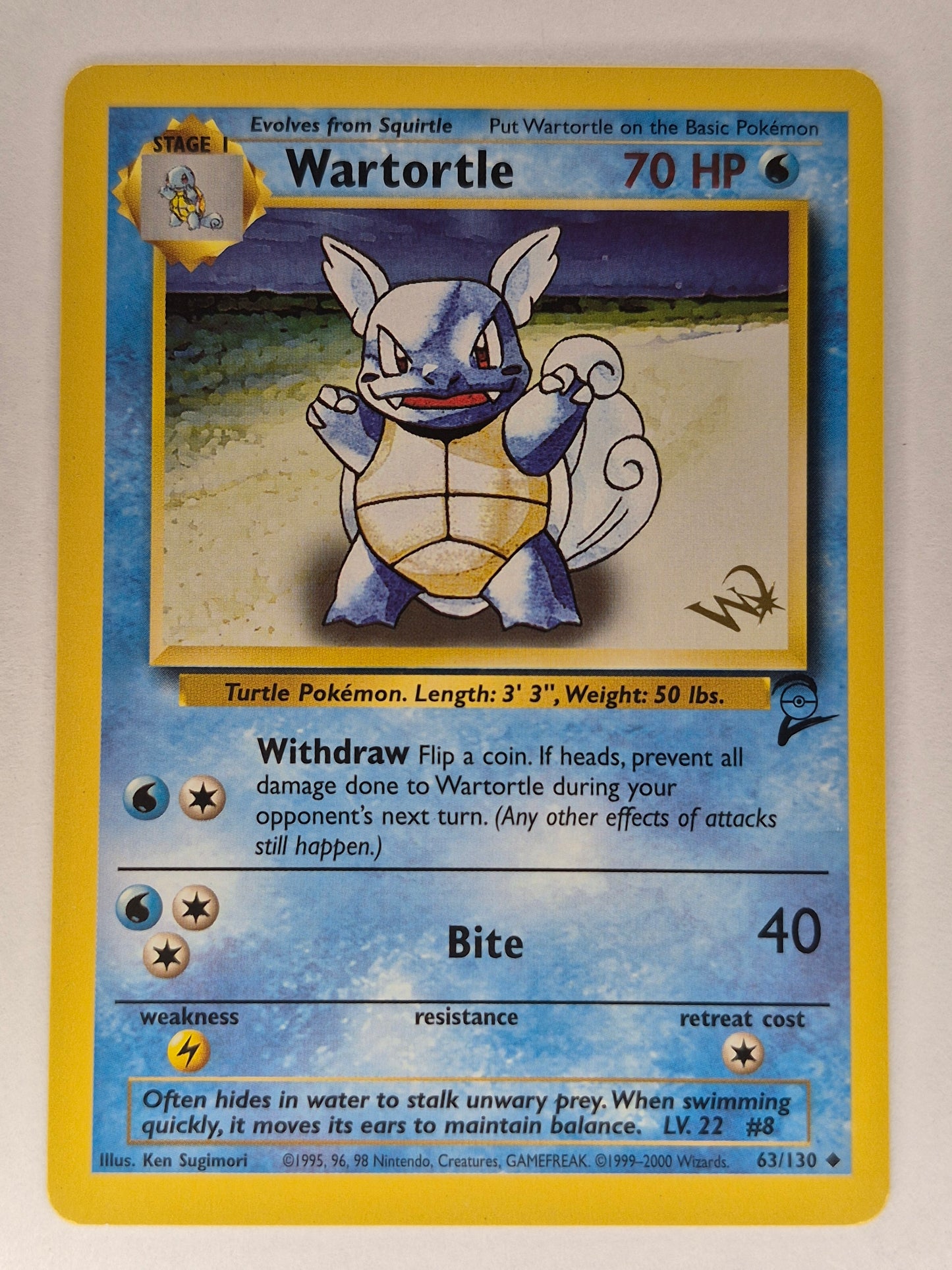 2000 WOTC Base Set 2 Wizard Gold Stamp Wartortle 63/130 LP