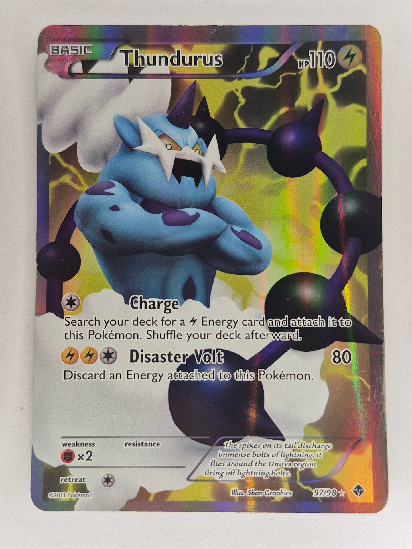 2011 Pokémon Emerging Powers #97/98 Thundurus  Full Art Holo - LP
