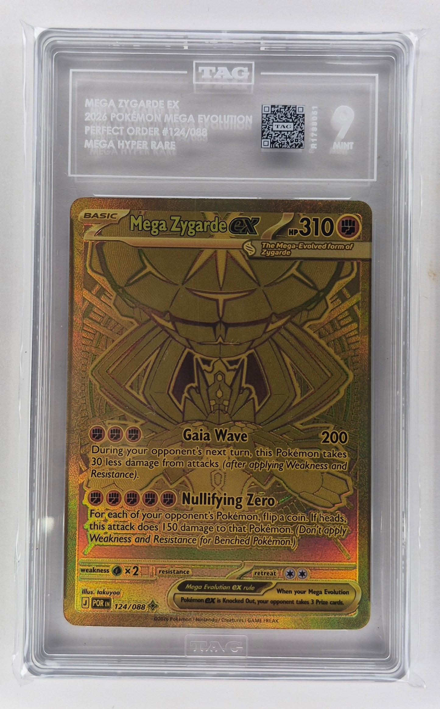 Mega Zygarde EX Gold Hyper Rare 124/088 Pokémon Perfect Order 2026 TAG 9 Mint