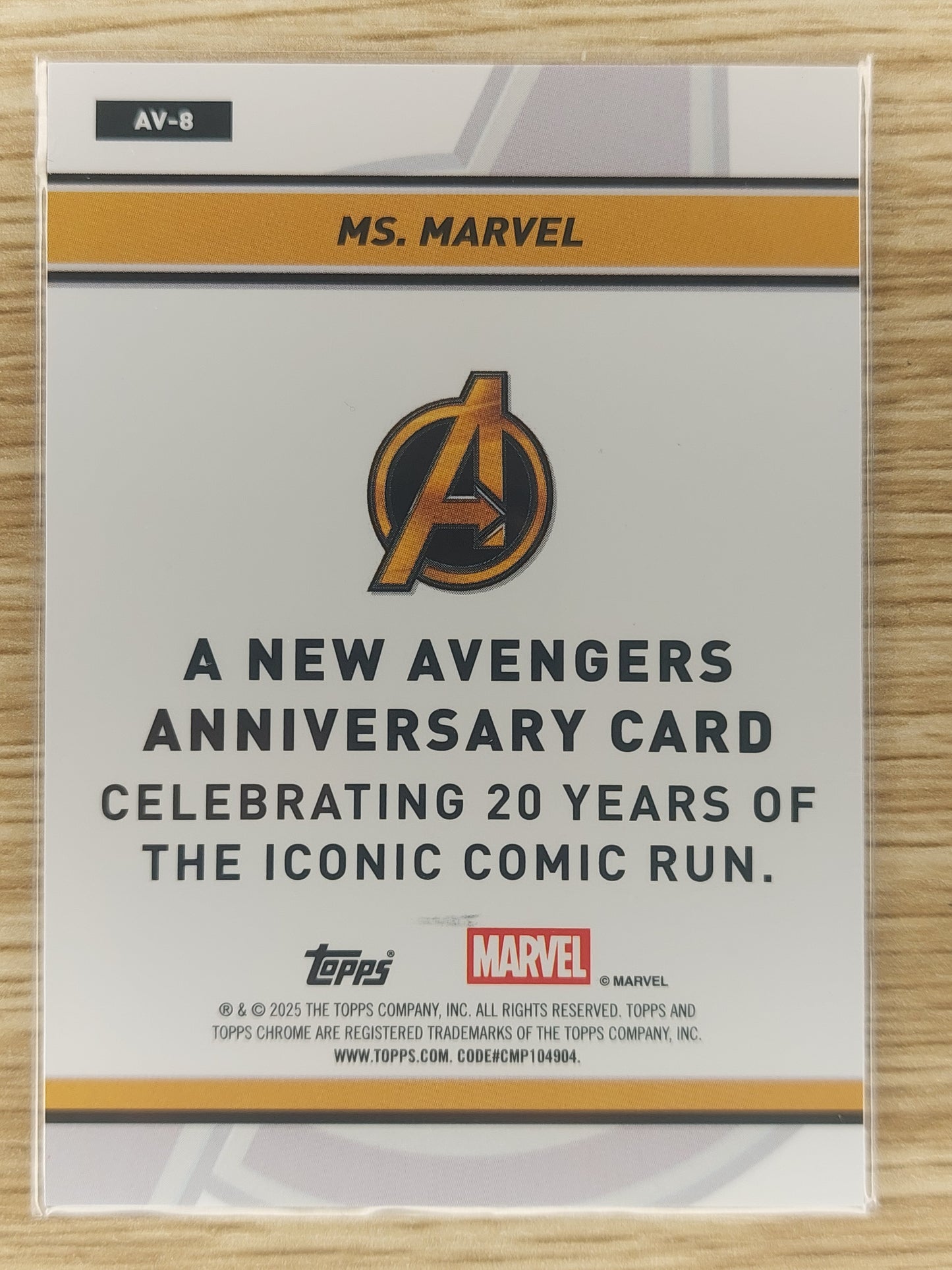 Topps Chrome Marvel 2025 Ms.Marvel 20th Anniversary Refractor #AV-8