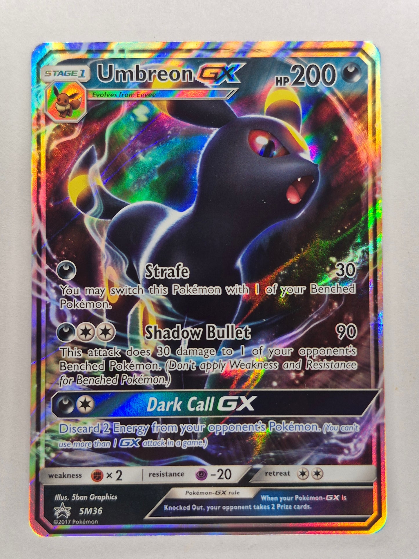 Pokémon TCG Umbreon GX Full Art Ultra Rare Holo SM36 Sun & Moon Black Star Promo LP