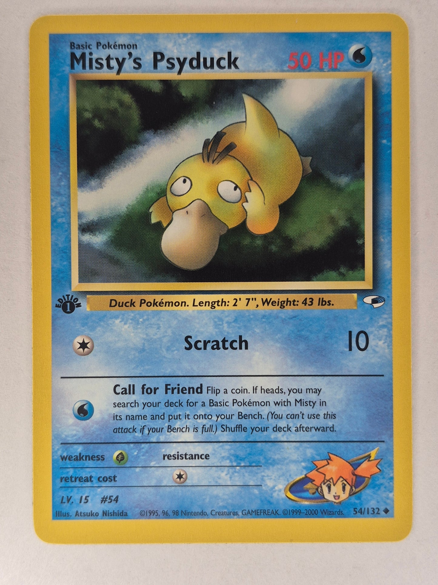 2000 Pokémon Gym Heroes 54/132 Misty's Psyduck 1st Edition NM/LP