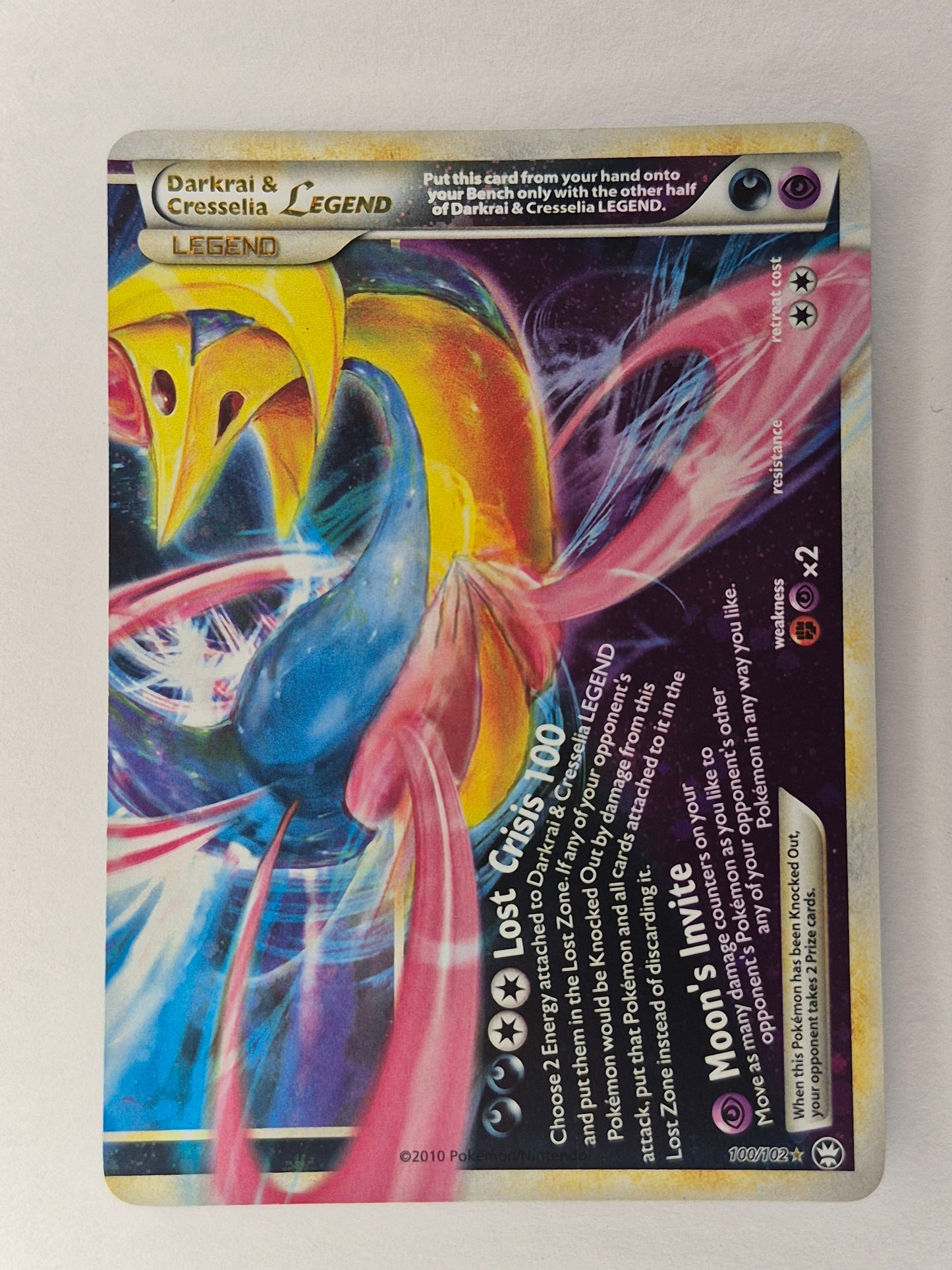Darkrai & Cresselia Legend 99/102 100/102 Full art Ultra Rare Holo Pokemon Card Set LP
