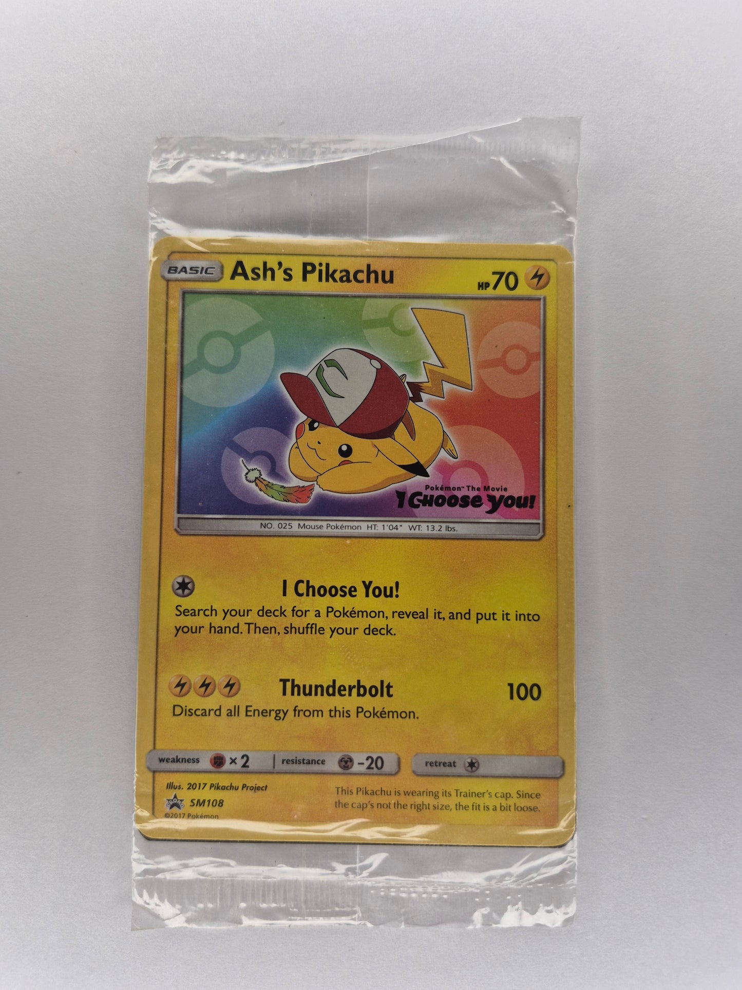 Pokemon Card TCG - Ash's Pikachu SM108 Sun & Moon Black Star Promo (Sealed)