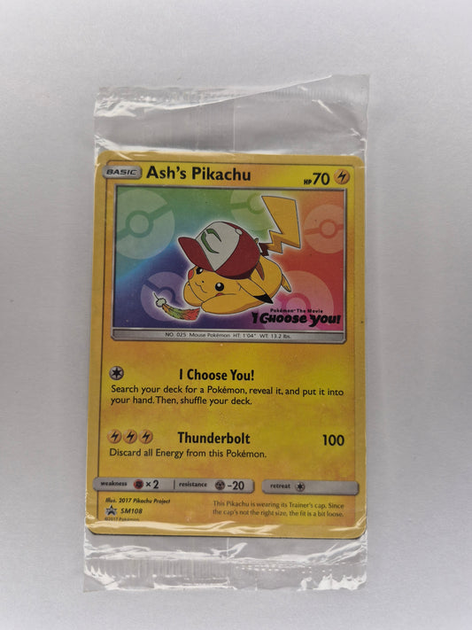Pokemon Card TCG - Ash's Pikachu SM108 Sun & Moon Black Star Promo (Sealed)