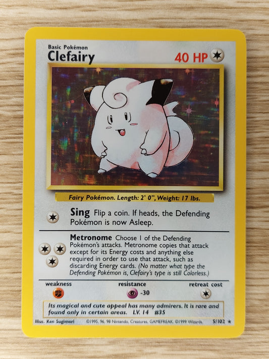 Pokemon 1999 Clefairy Base Set Holo Rare 5/102 NM